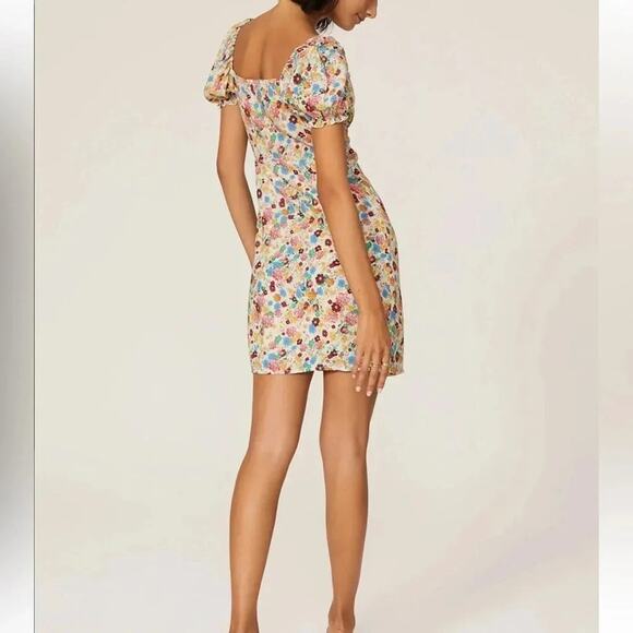The Andamane Daisy Floral Mini Dress | Sweetheart Neck Puff Sleeve | Size Small - Picture 3 of 9